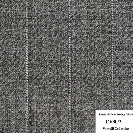 D630/3 Vercelli CXM - Vải Suit 95% Wool - Xám Sọc